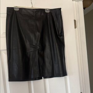 Mango Dark Leather Skirt